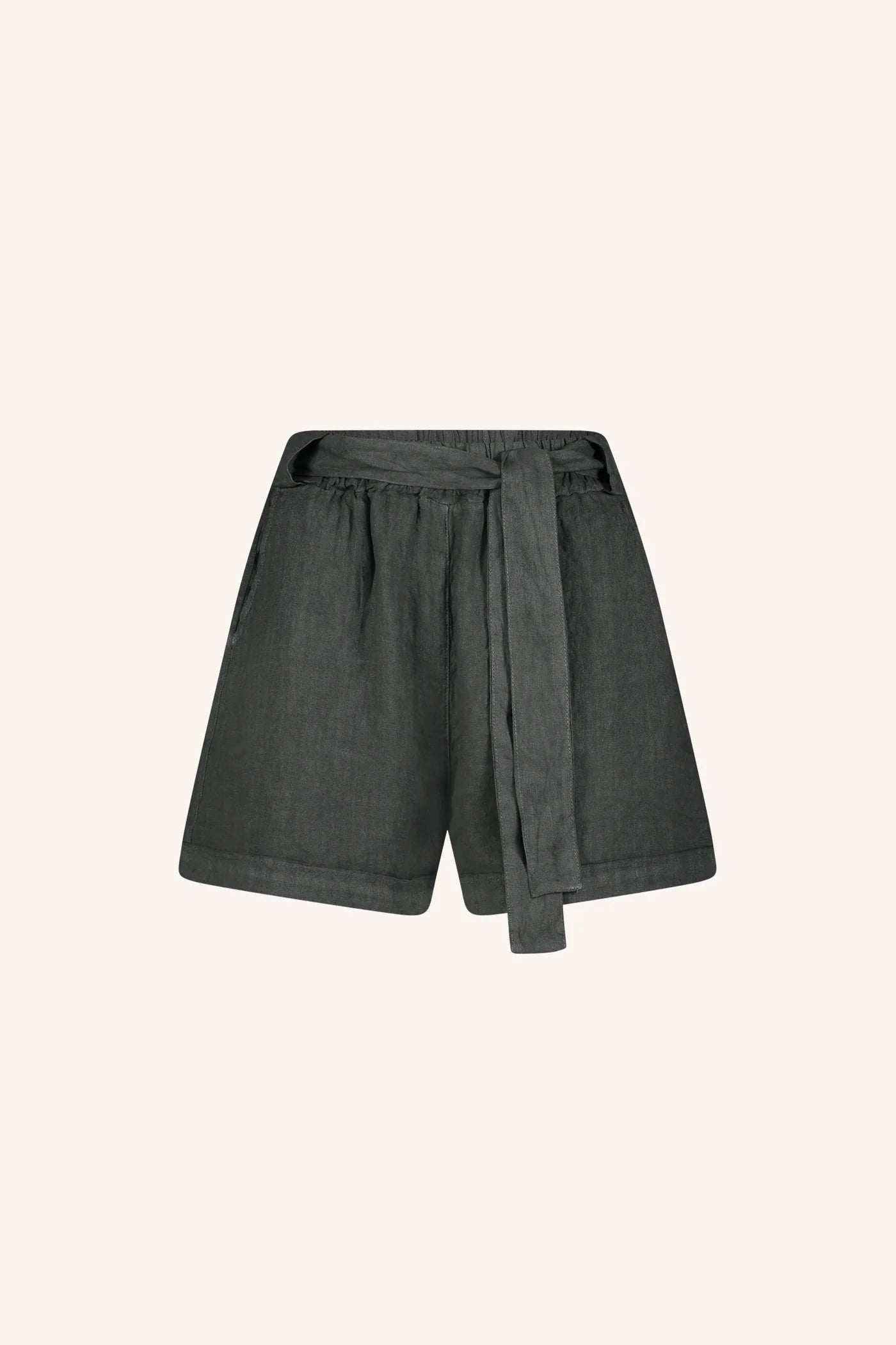 By-Bar June Linen Shorts in Charcoal