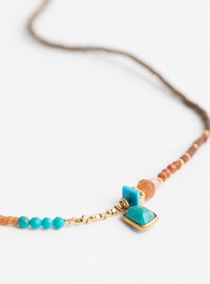 Blythe Bruckner Tiny Pressed Rectangular Necklace Turquoise