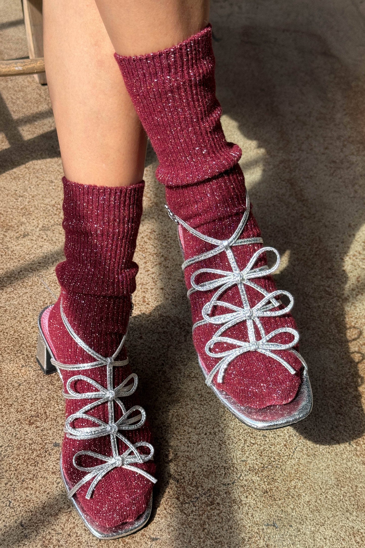 Winter Sparkle Socks in Champagne