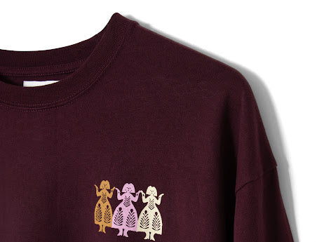 Damson Madder Paper cut girls long sleeve tee in Fig