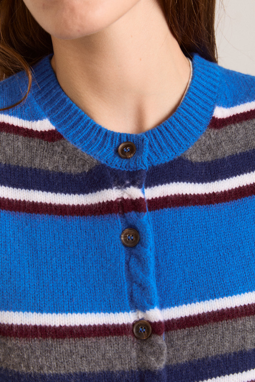 Damson Madder Sofie Merino Wool Vest in Blue Stripe