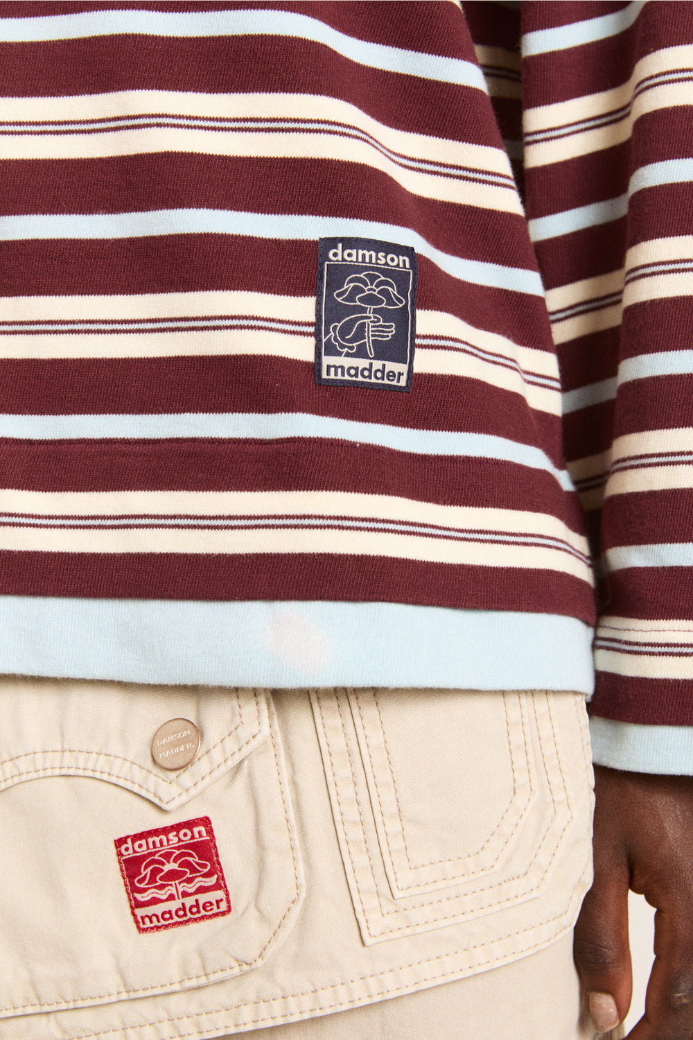 Damson Madder Noah Cinched Stipe shirt in Choc