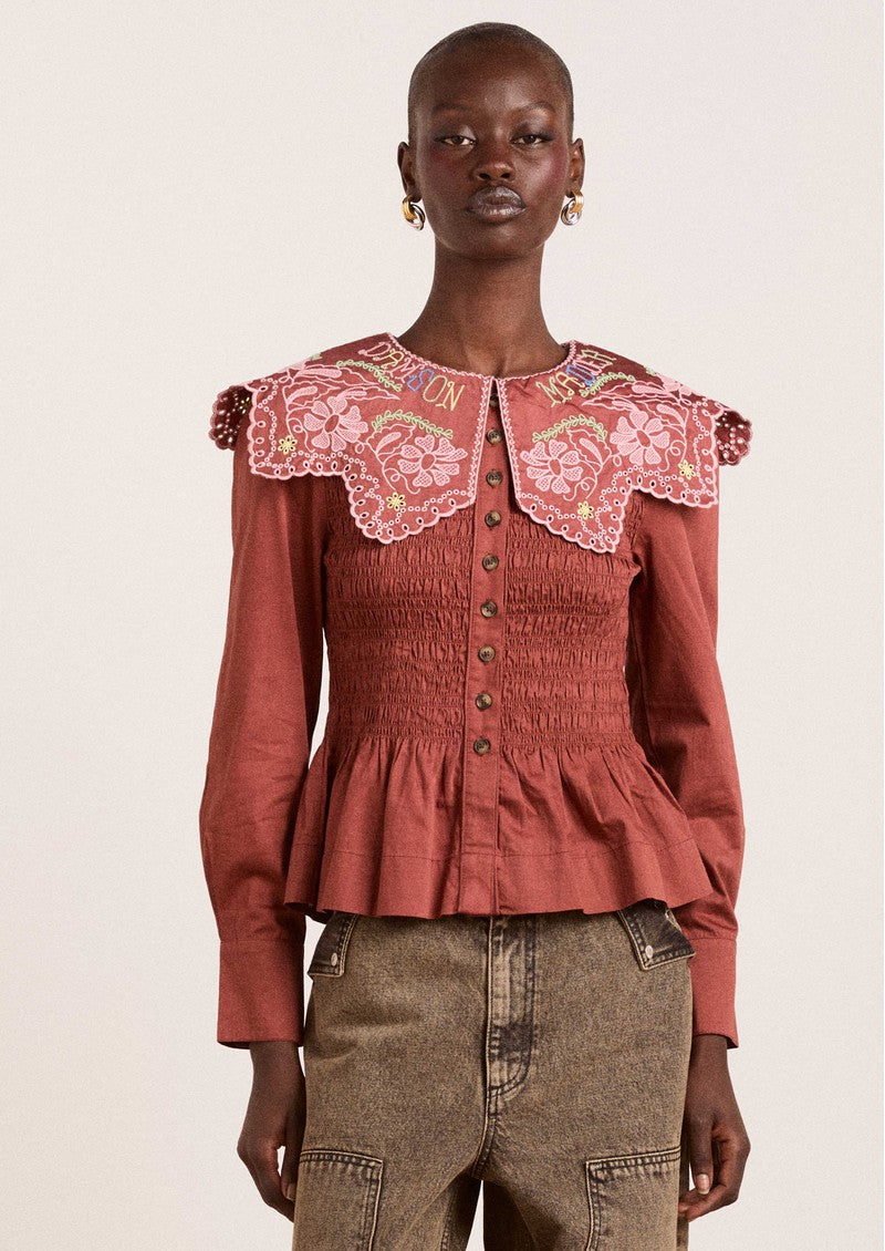 Damson Madder Rust Embroidered Blouse