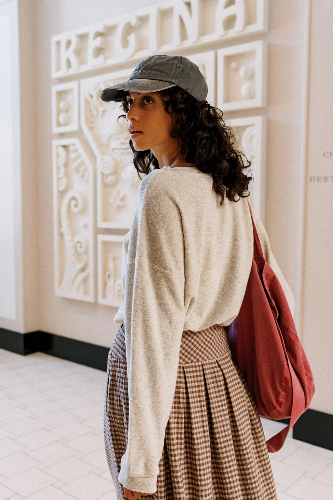 Indi & Cold Mini Check Midi Skirt