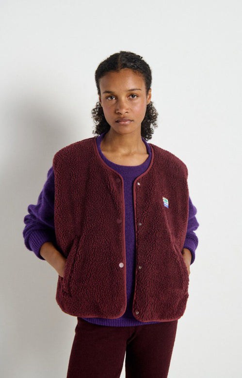 American Vintage Hoktown Vest in Bordeaux Chine
