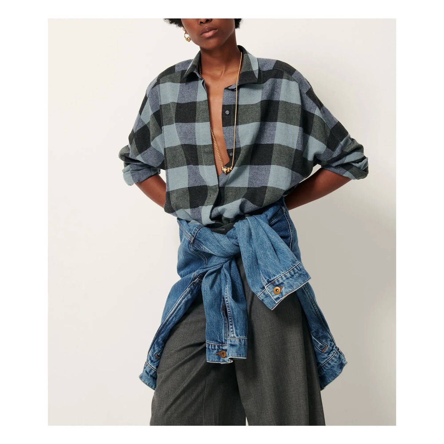 Sessun Deliwool shirt in Blue Check