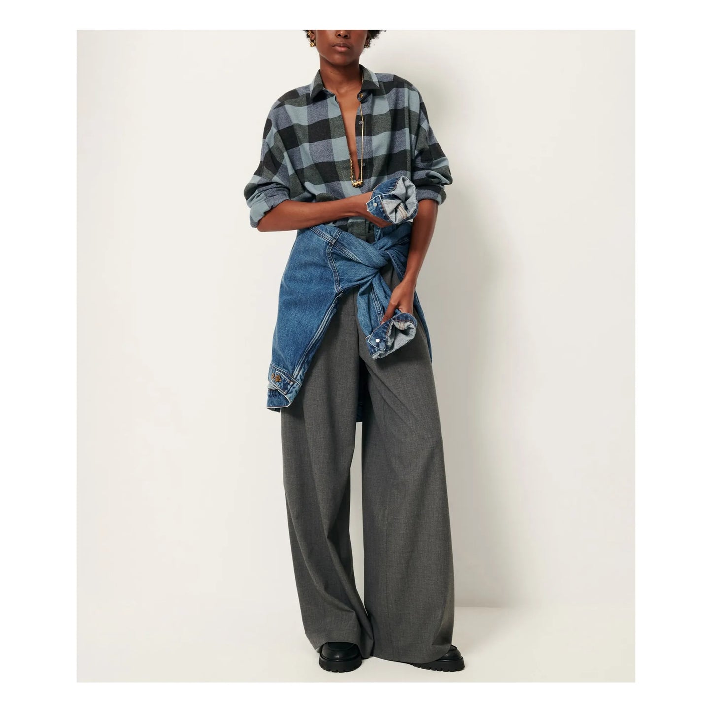 Sessun Deliwool shirt in Blue Check