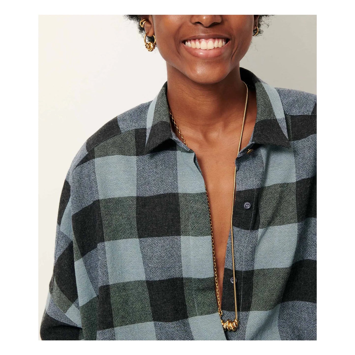 Sessun Deliwool shirt in Blue Check