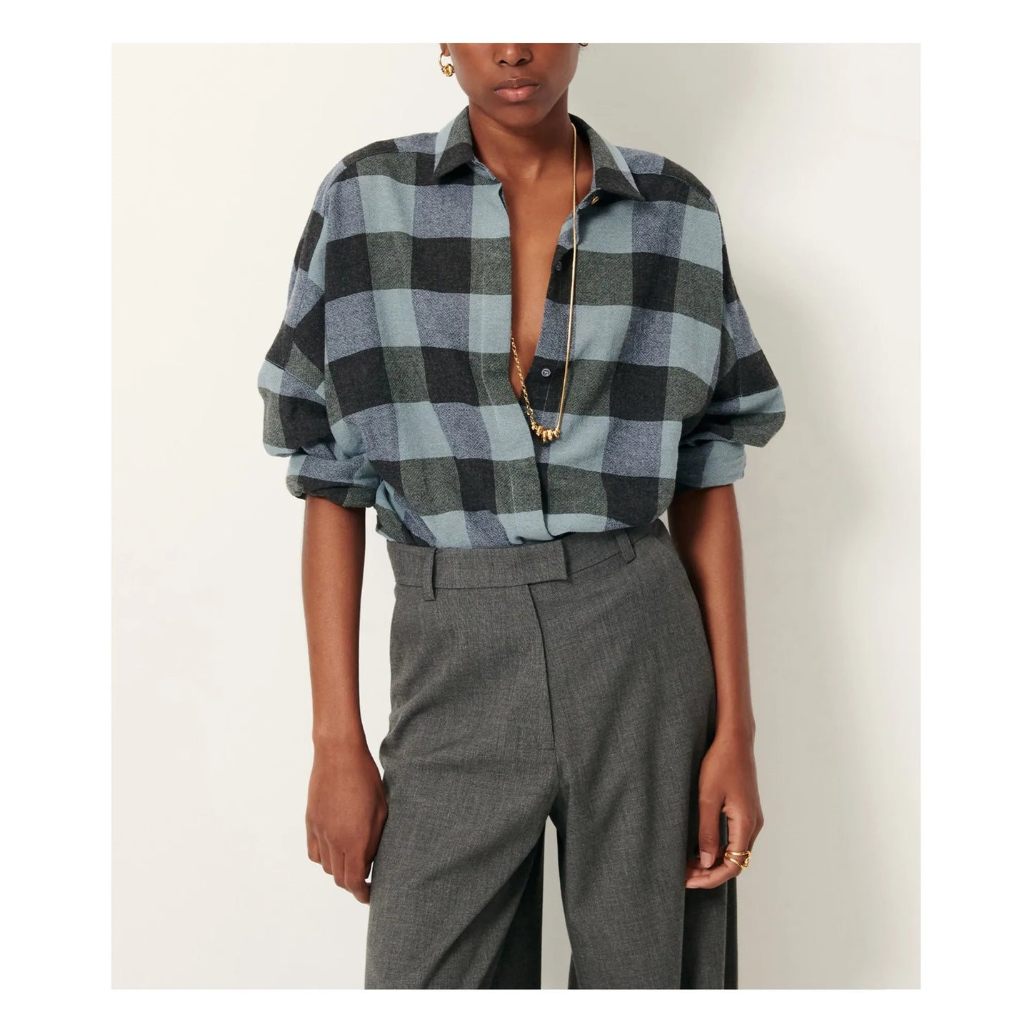 Sessun Deliwool shirt in Blue Check