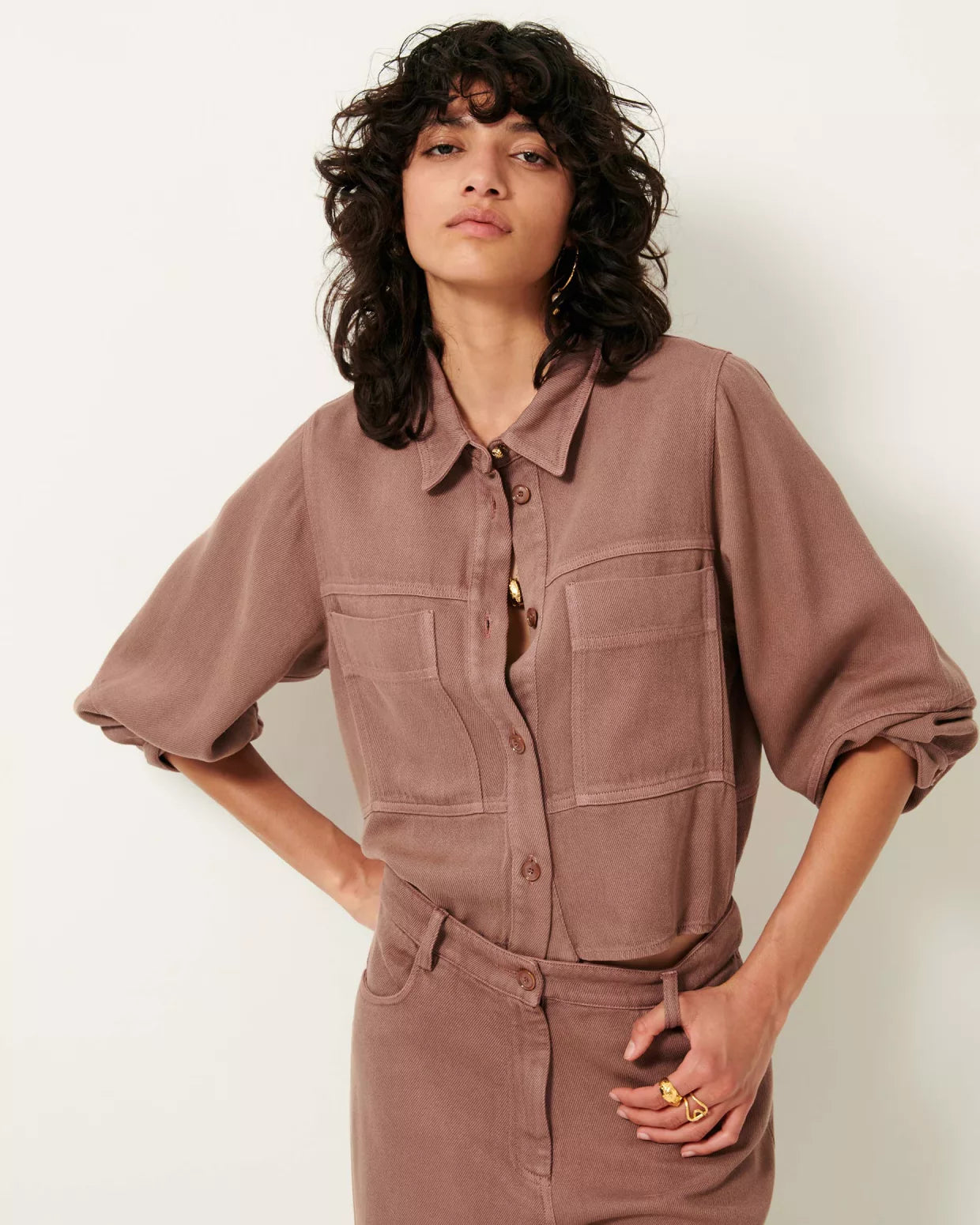 Sessun Leone Overshirt in Marble Rose
