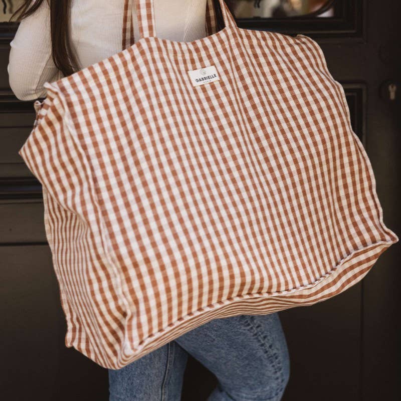 Vichy cotton weekend bag: Vichy caramel