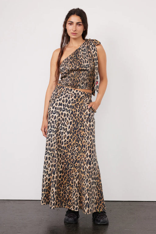 Damson Madder Hyan Midi Skirt in Leopard Print