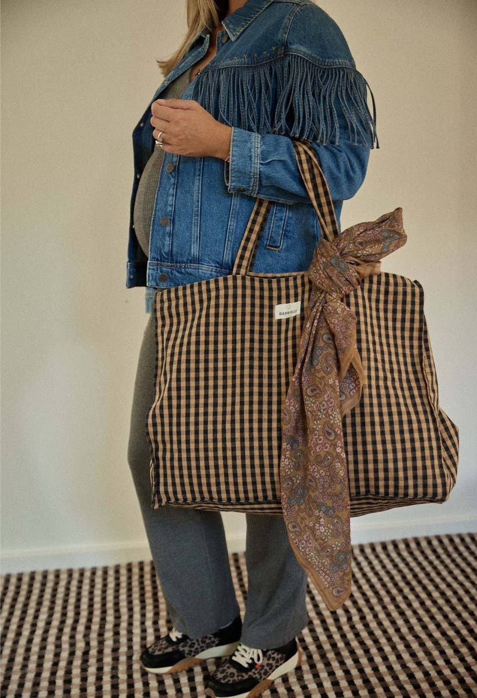 Vichy cotton weekend bag: Vichy caramel