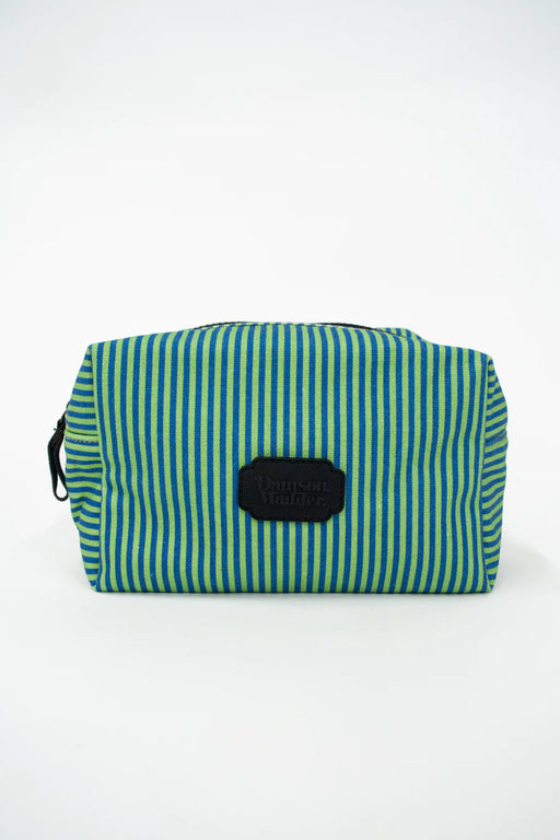 Damson Madder Wash Bag in Green and Blue Stripes