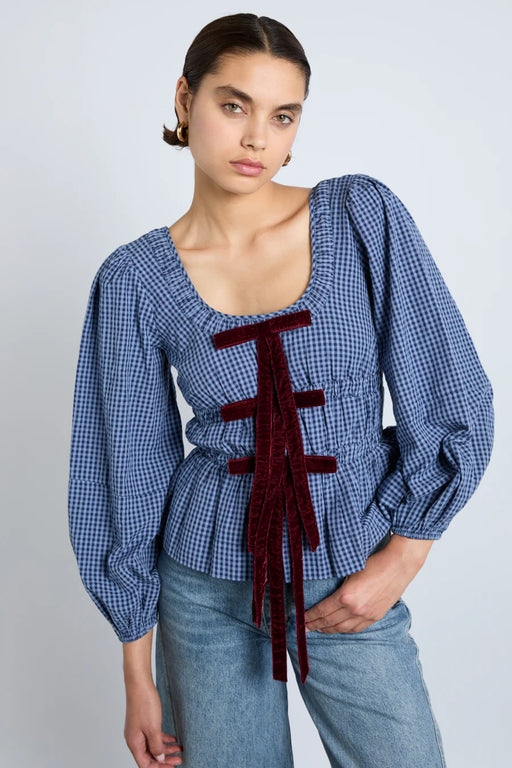 Damson Madder Dakota Blouse in Blue Check