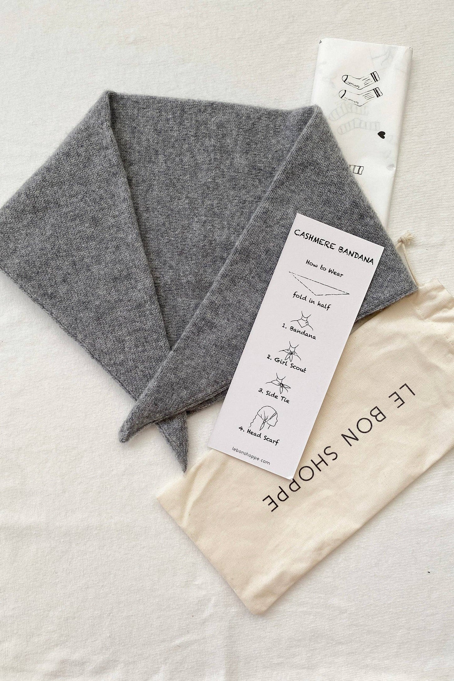 Le Bon Shoppe Cashmere Triangle Scarf in Heather Grey