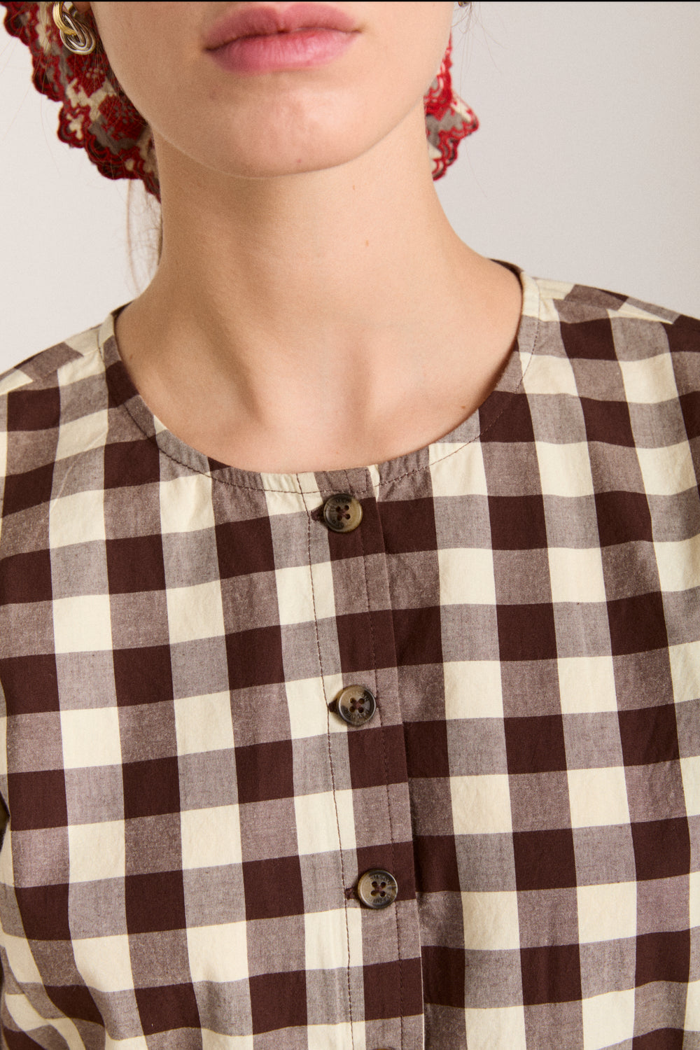 Damon Madder Madison Blouse in Butter Gingham