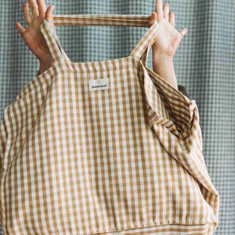 Vichy cotton weekend bag: Vichy caramel