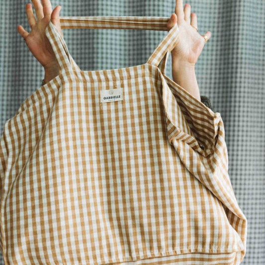 Vichy cotton weekend bag: Vichy caramel