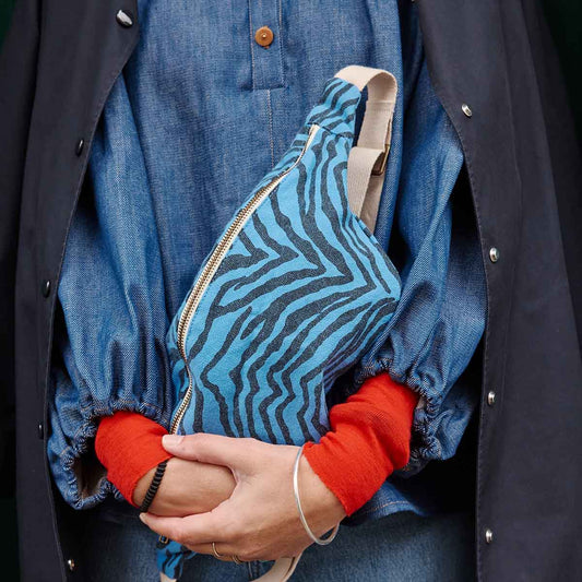 Banana Bag in Greek Blue Zebra