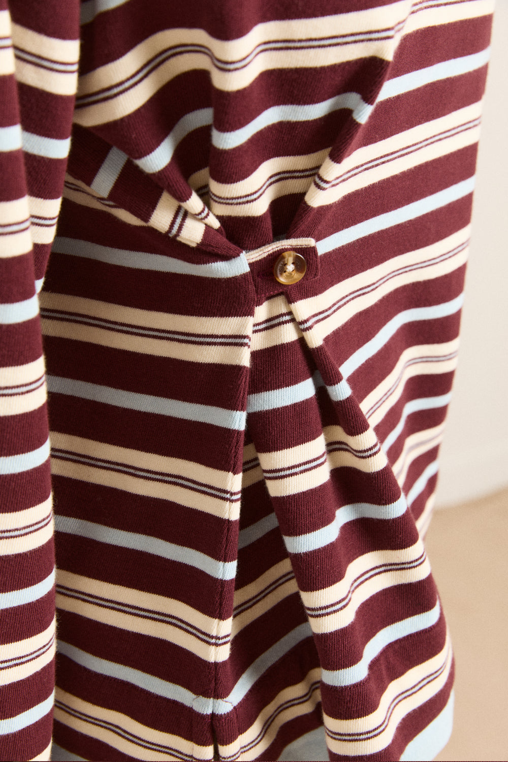 Damson Madder Noah Cinched Stipe shirt in Choc