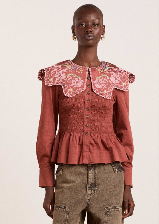 Damson Madder Rust Embroidered Blouse