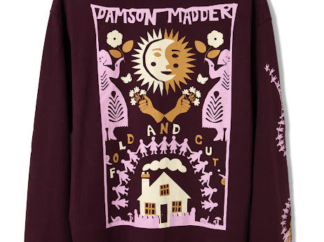 Damson Madder Paper cut girls long sleeve tee in Fig