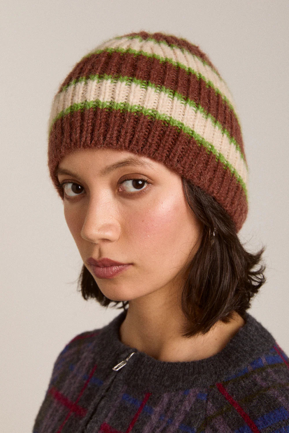 Damson Madder Stripe Beanie