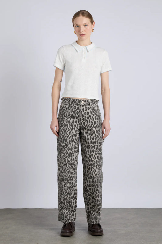 Damson Madder Drew Trouser in Leopard Charcoal