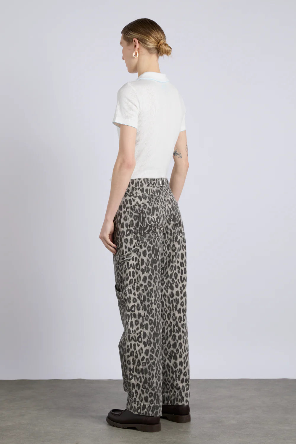 Damson Madder Drew Trouser in Leopard Charcoal