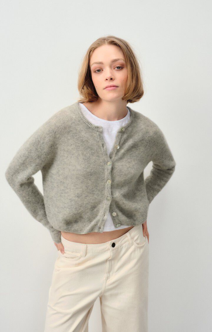 American Vintage Vitow Cardigan in Melange Light Grey