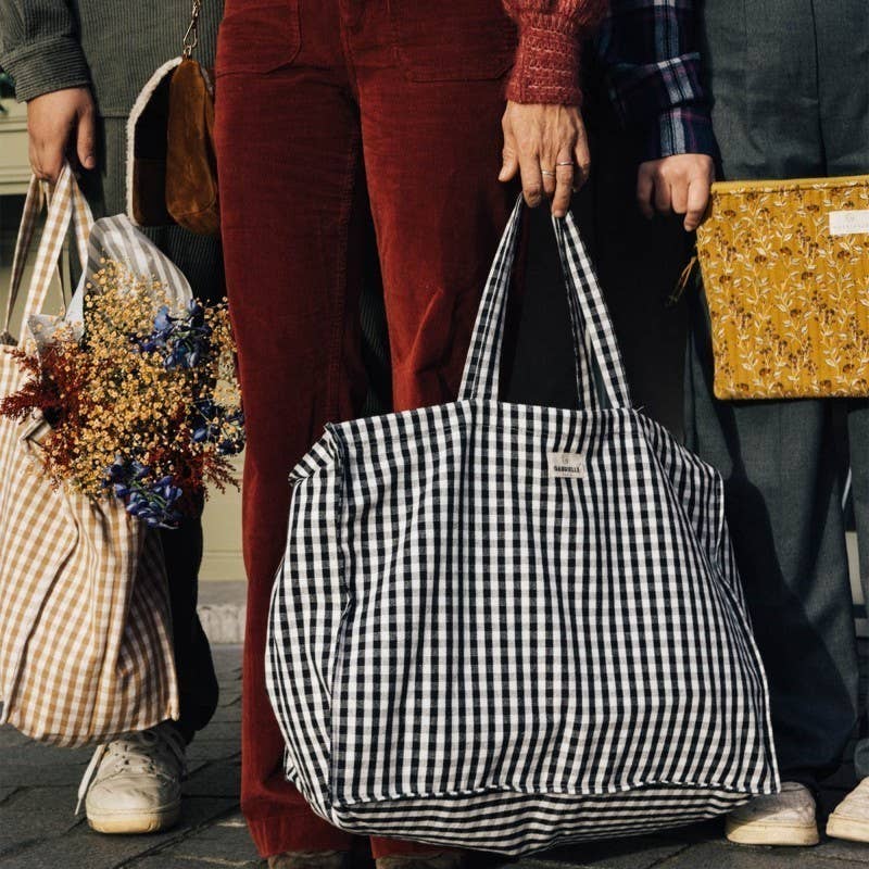 Vichy cotton weekend bag: Vichy caramel