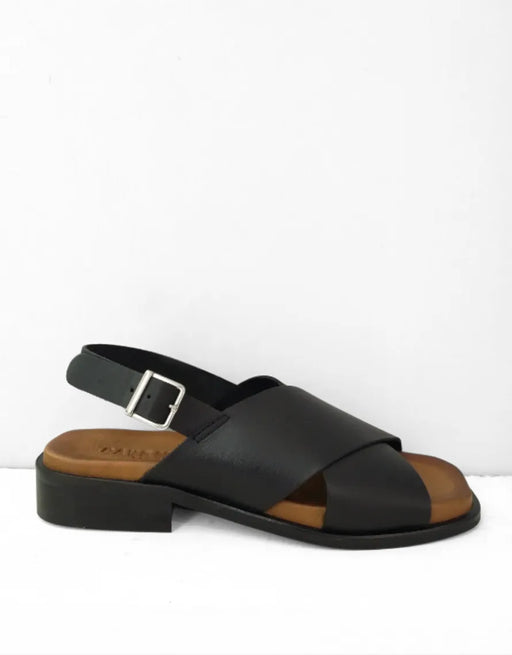 Pavement Carly Cross Sandals in Black/Tan