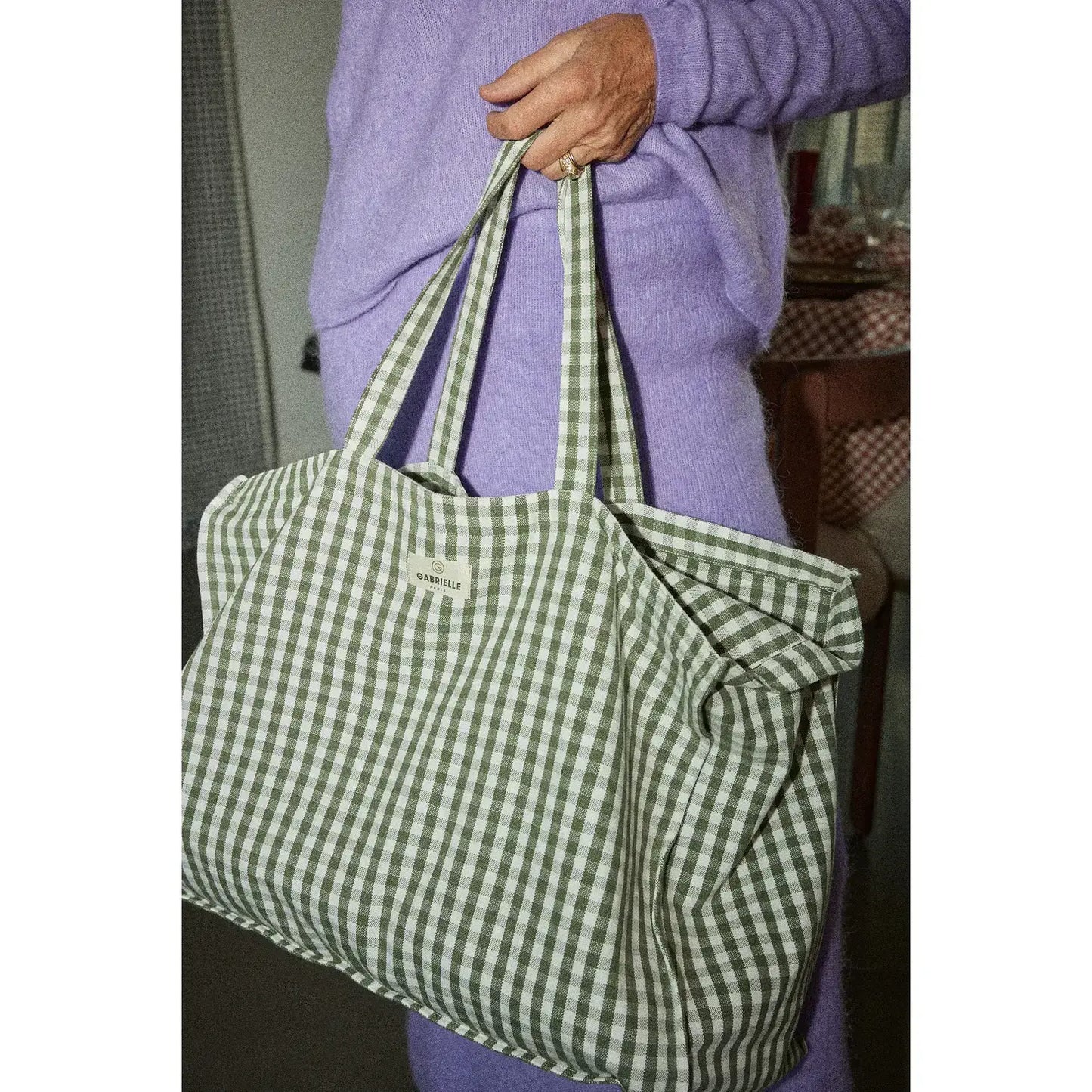 Vichy cotton weekend bag: Vichy caramel