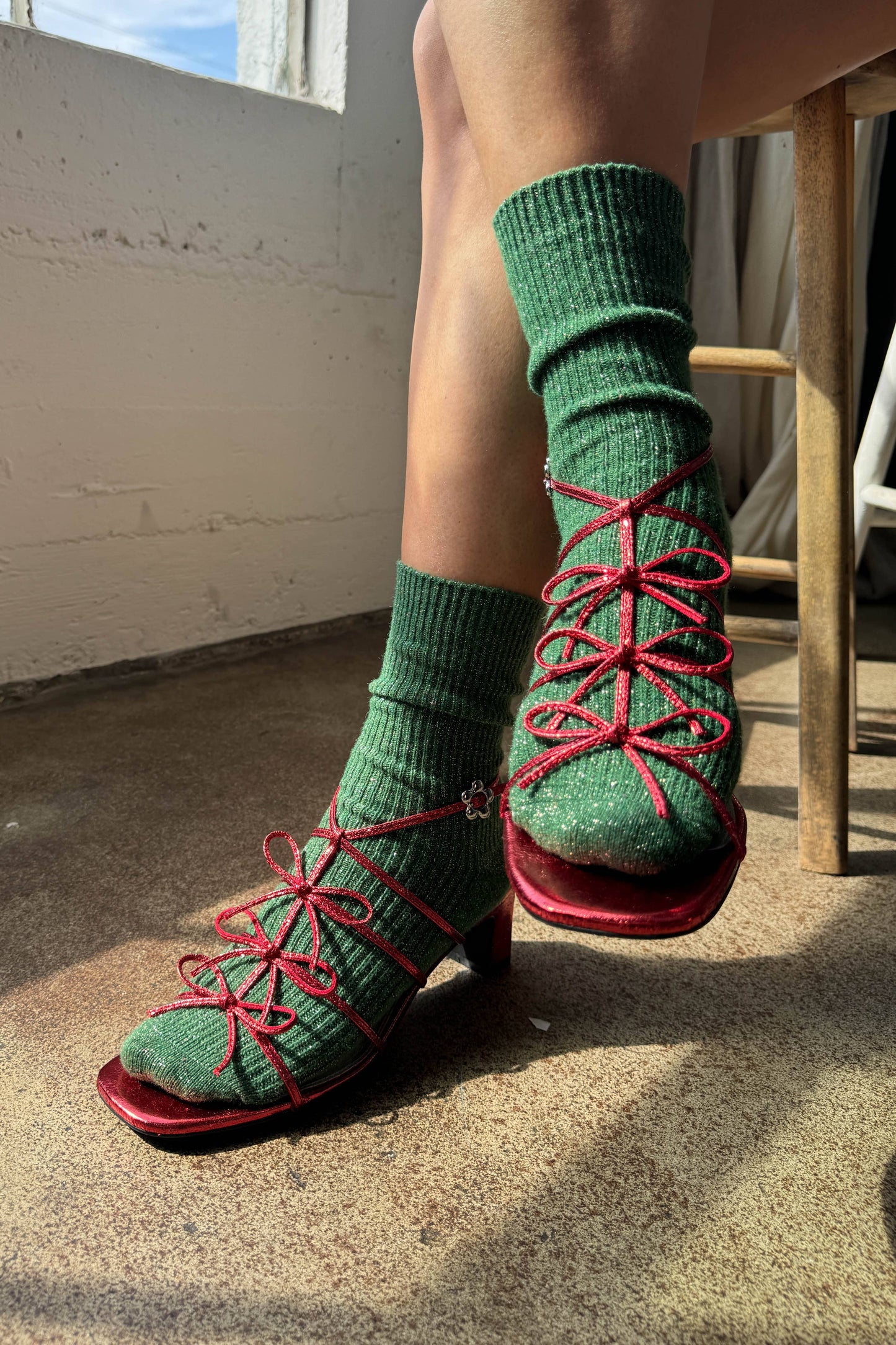 Winter Sparkle Socks in Champagne