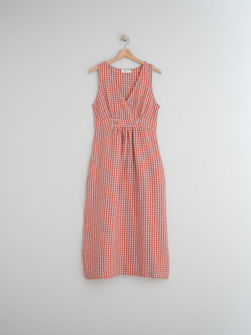 Indi & Cold Crossover Linen Dress in Red
